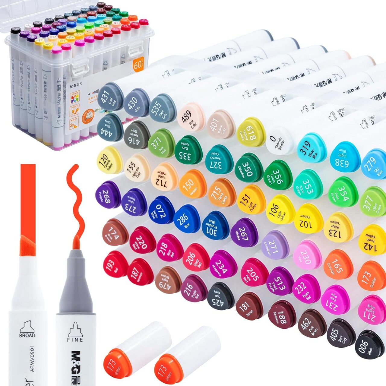 60-Color Dual-Tip Alcohol Marker Set – Includes Storage Case, Ideal for Sketching & Holiday Gifts